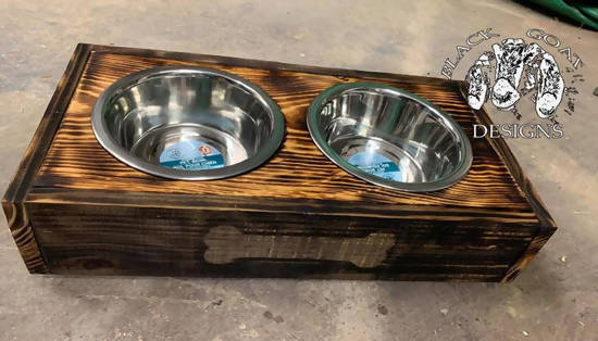 Handmade Metal dog bowl feeder rustic and functional-Raised dog