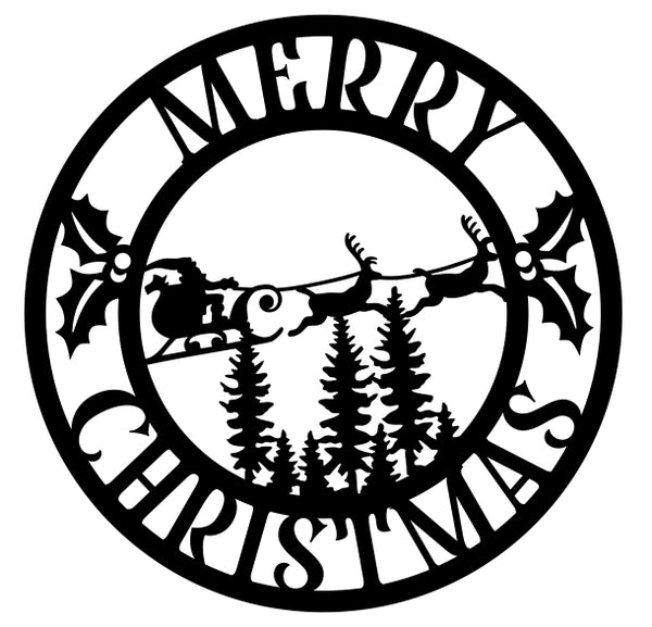Merry Christmas Sleigh Holiday Sign
