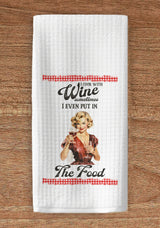 I Cook With Wine Funny Retro Housewife Kitchen Towel