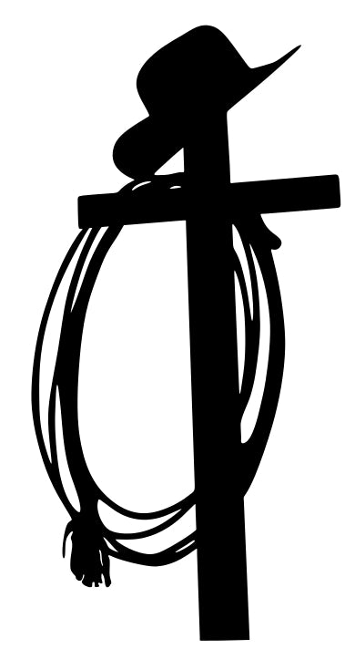 Cross with Rope and Cowboy Hat