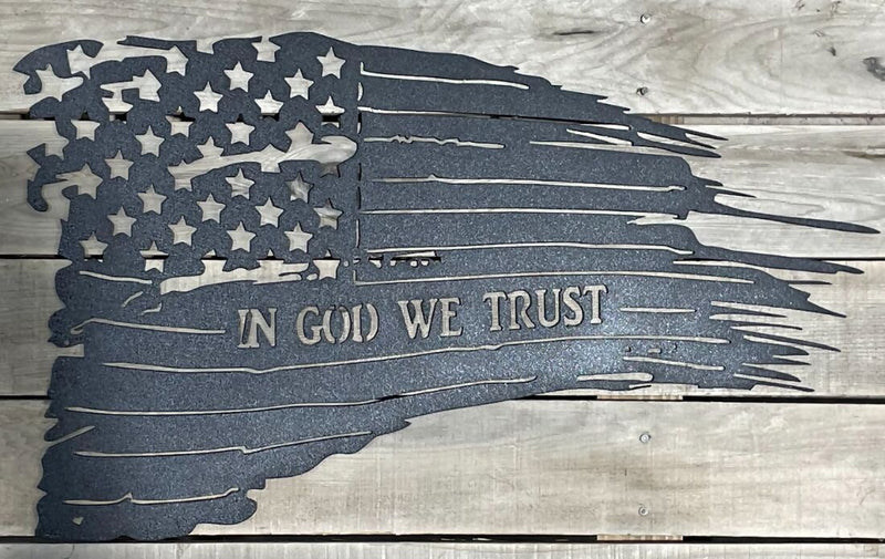 In God We trust Tattered Flag