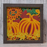 Pumpkins and fall leaves shadowbox