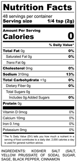 Amazing Grace - Nutrition Label - Vertical