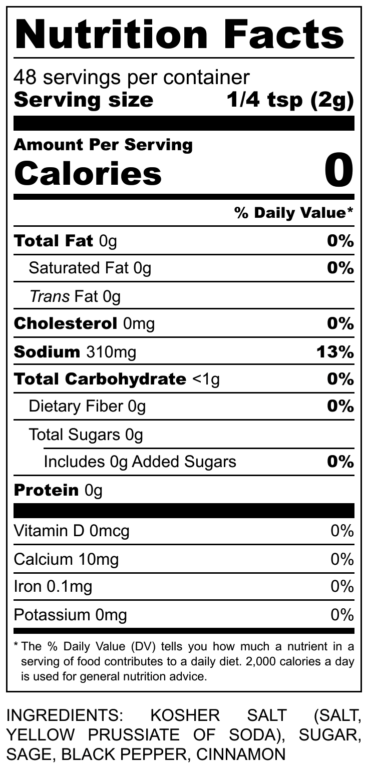 Amazing Grace - Nutrition Label - Vertical