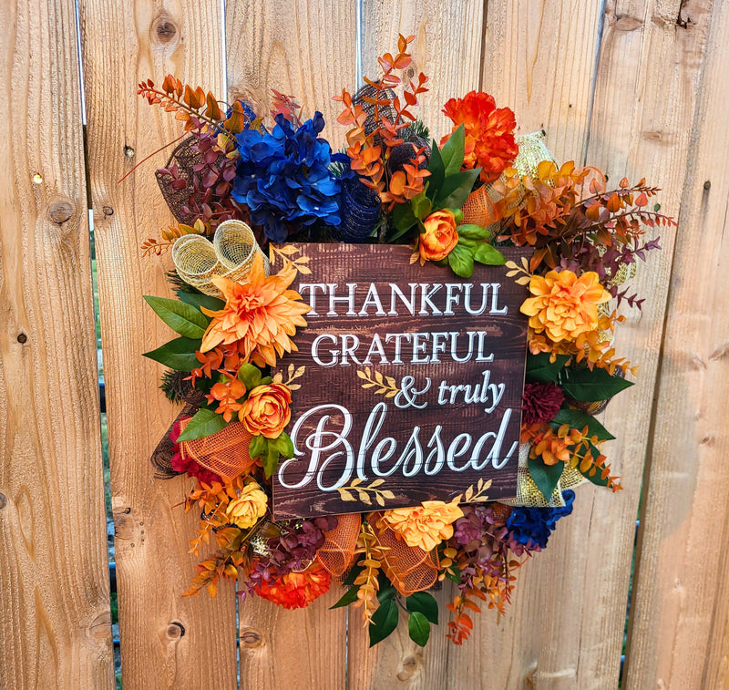 Thankful, Grateful, and Truly Blessed Fall Wreath