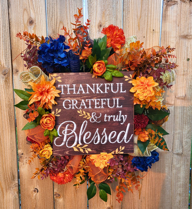 Thankful, Grateful, and Truly Blessed Fall Wreath