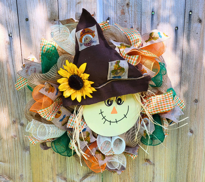 Fall Scarecrow Deco Mesh Wreath