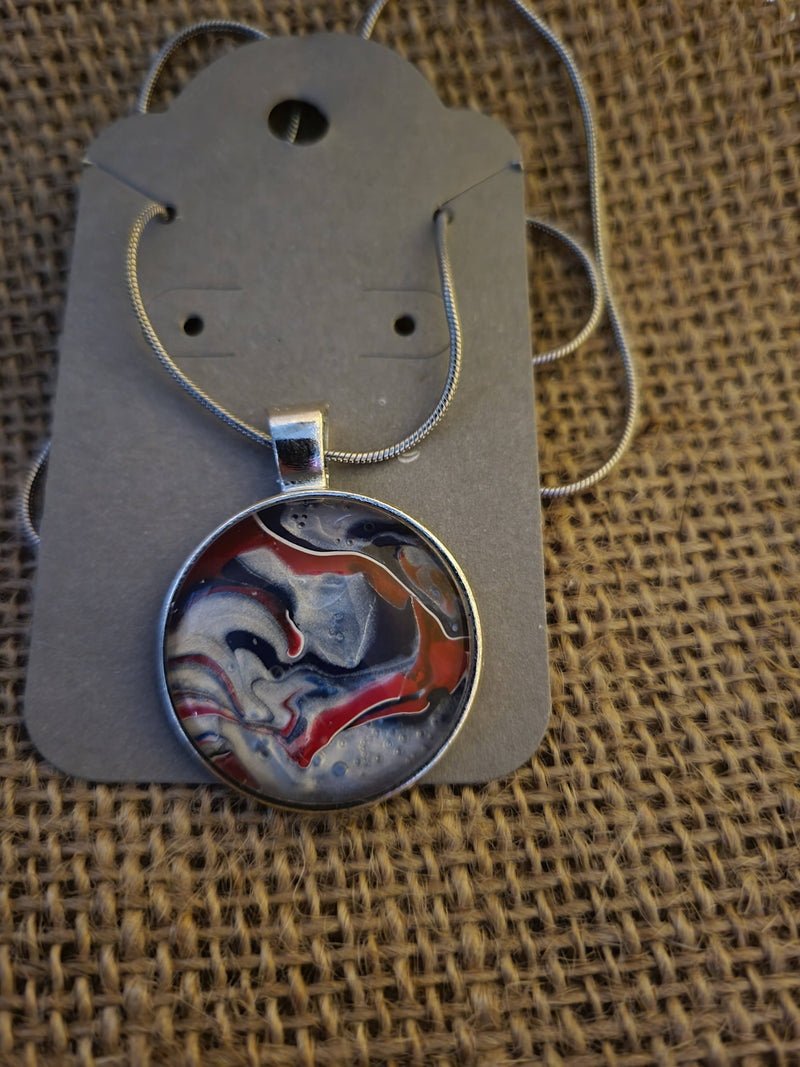 Red white blue and silver necklace