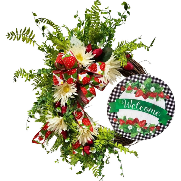 Strawberry and Greenery Welcome Wreath