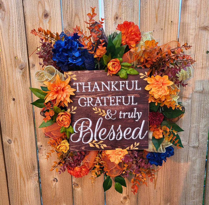 Thankful, Grateful, and Truly Blessed Fall Wreath